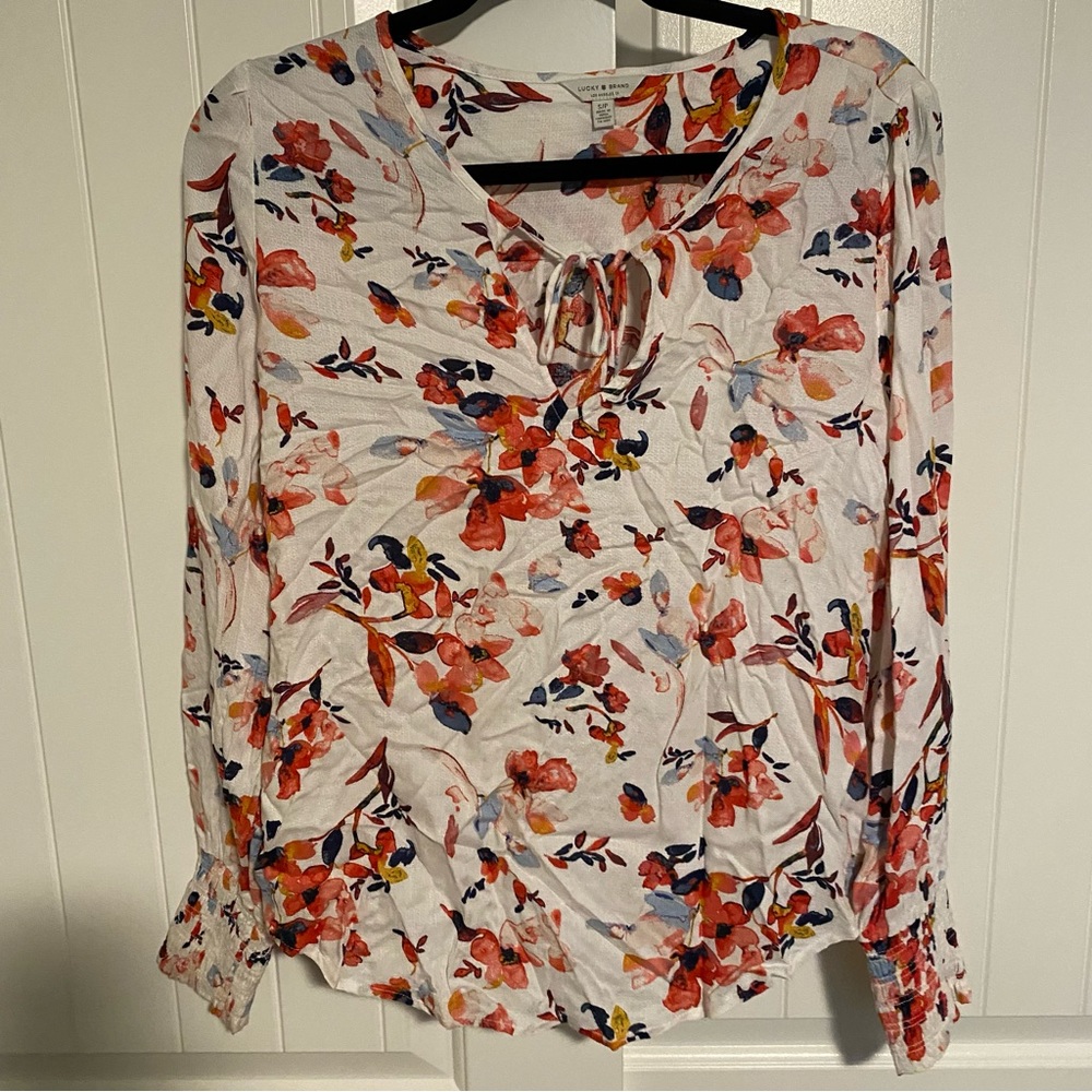 Lucky Brand Floral Top Blouse size small